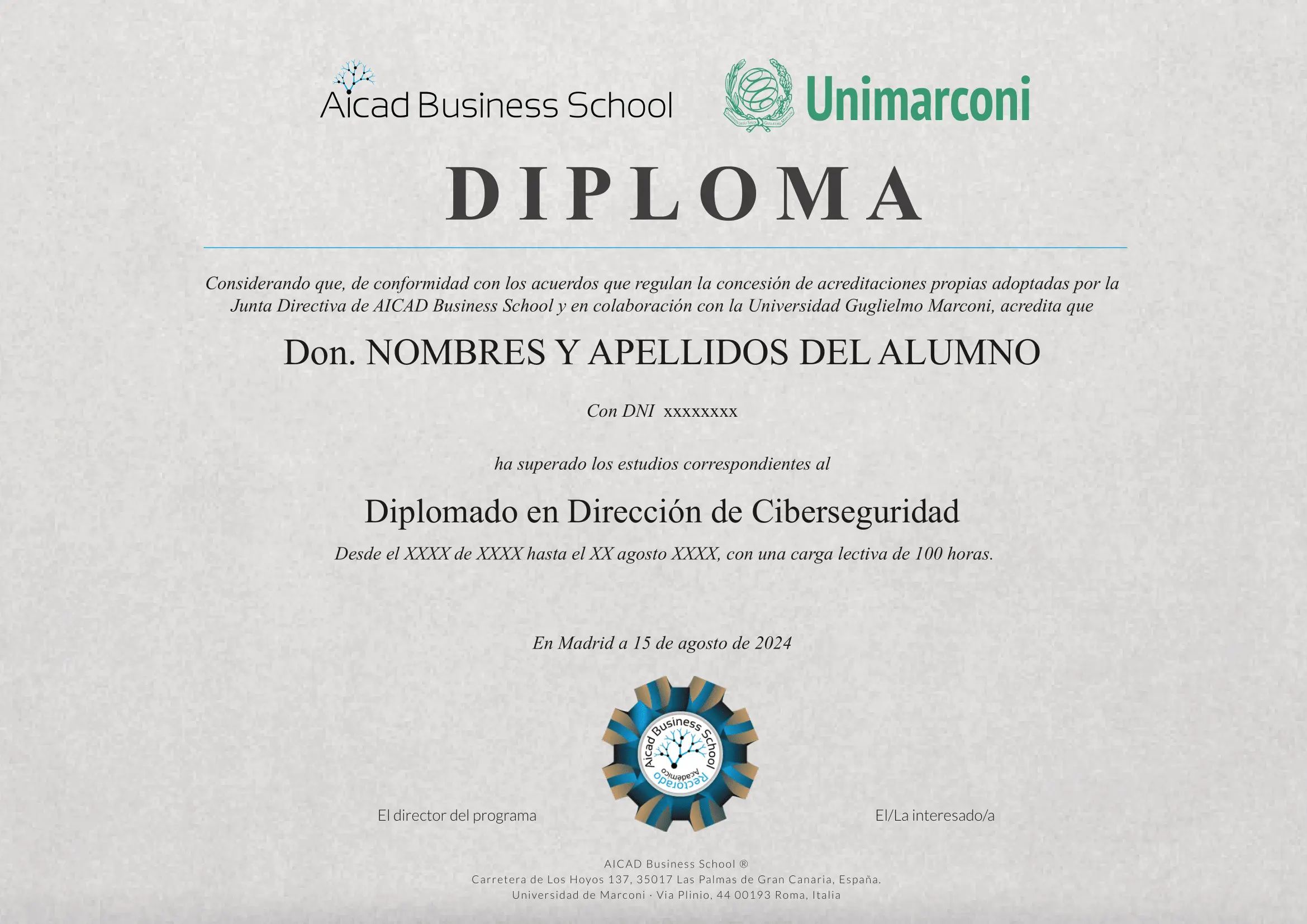 Aicad Business School & Unimarconi Diplomado de Diplomado en Computación Cognitiva y Aprendizaje Automático