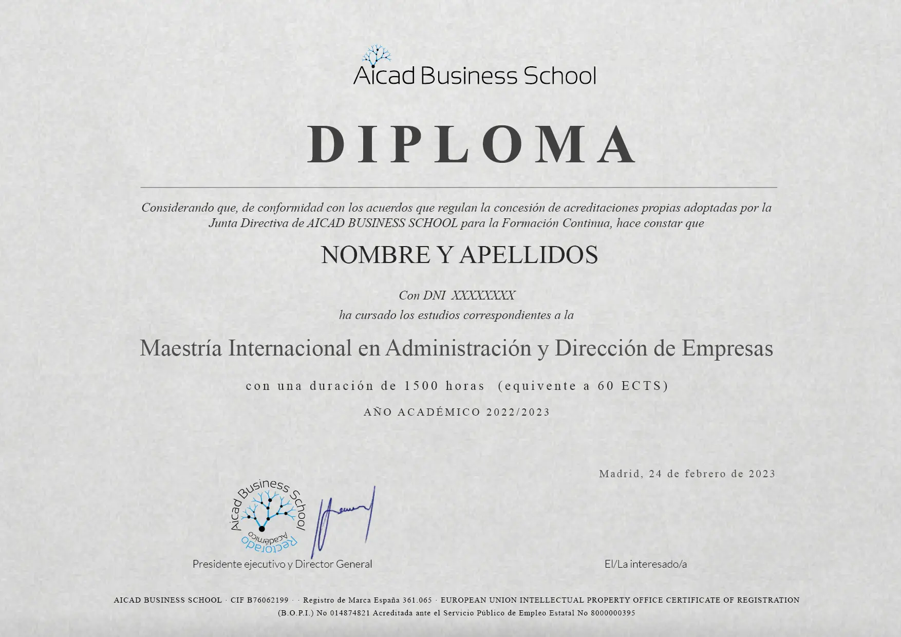 Aicad Business School Título de Curso de Salario y Contratación